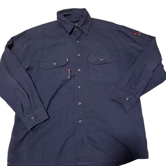 Red Wing 66321 FR Flame Resistant CAT 2 Blue Work Shirts Men's Sz Large Regular - Picture 1 of 7